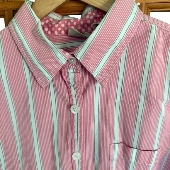 LL Bean Women’s Pink Stripe Button Up Long Sleeve L Preppy Casual - Picture 4 of 9